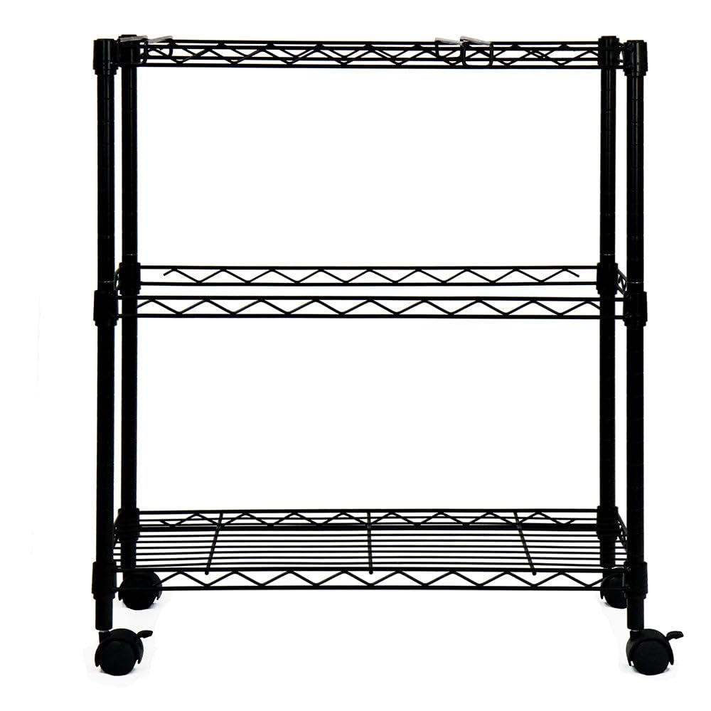 Oceanstar 2MRC1507 Portable 2-Tier Metal Rolling File Cart, Black