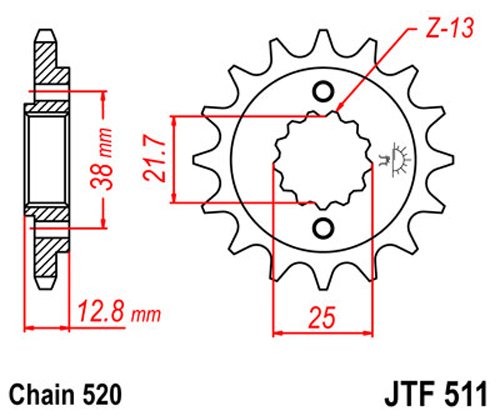 JT Sprockets Piñón Delantero de Acero de 16 Dientes JTF511.16 Negro