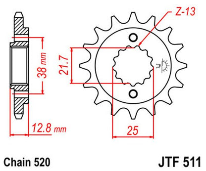 JT Sprockets Piñón Delantero de Acero de 16 Dientes JTF511.16 Negro