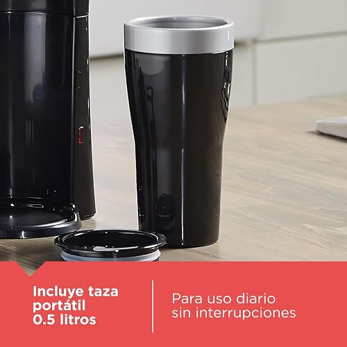 Black+Decker Cafetera Individual con Termo 16 oz y Filtro Permanente, CM618 | Cesta de filtro extraíble, apagado automático y piezas aptas para lavavajillas