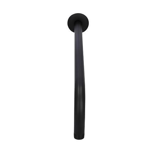 Dica 4552BRR.2 Brazo para Regadera a Pared con Chapetón, Brazo para Ducha de Acero Inoxidable 40 cm, Acabado Negro Mate