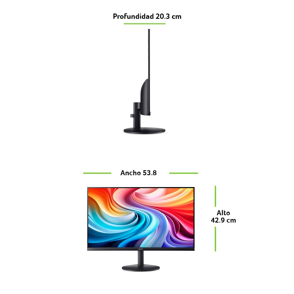 Acer SB243Y G0bi Monitor de 23.8 Pulgadas | FHD 1920 x 1080, panel IPS, 120 Hz, 1 ms, AdaptiveSync, HDMI y VGA