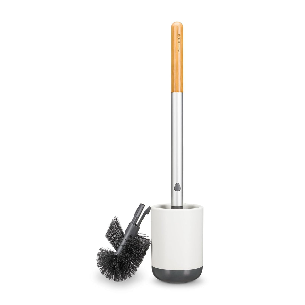 Full Circle Scrub Queen, cepillo para polvo de baño con soporte de cerámica y disco de tierra de diatomeas para prevención de moho y moho, limpiador de inodoro más higiénico, cabezal reemplazable