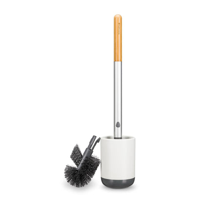 Full Circle Scrub Queen, cepillo para polvo de baño con soporte de cerámica y disco de tierra de diatomeas para prevención de moho y moho, limpiador de inodoro más higiénico, cabezal reemplazable