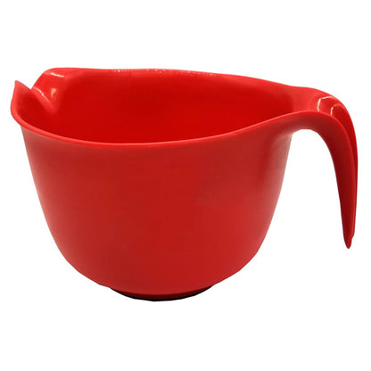 GLAD - tazón para mezclar con asa, 3 cuartos de galón, plástico resistente con boquilla de vertido y base antideslizante, apto para lavaplatos para cocinar y hornear, color rojo