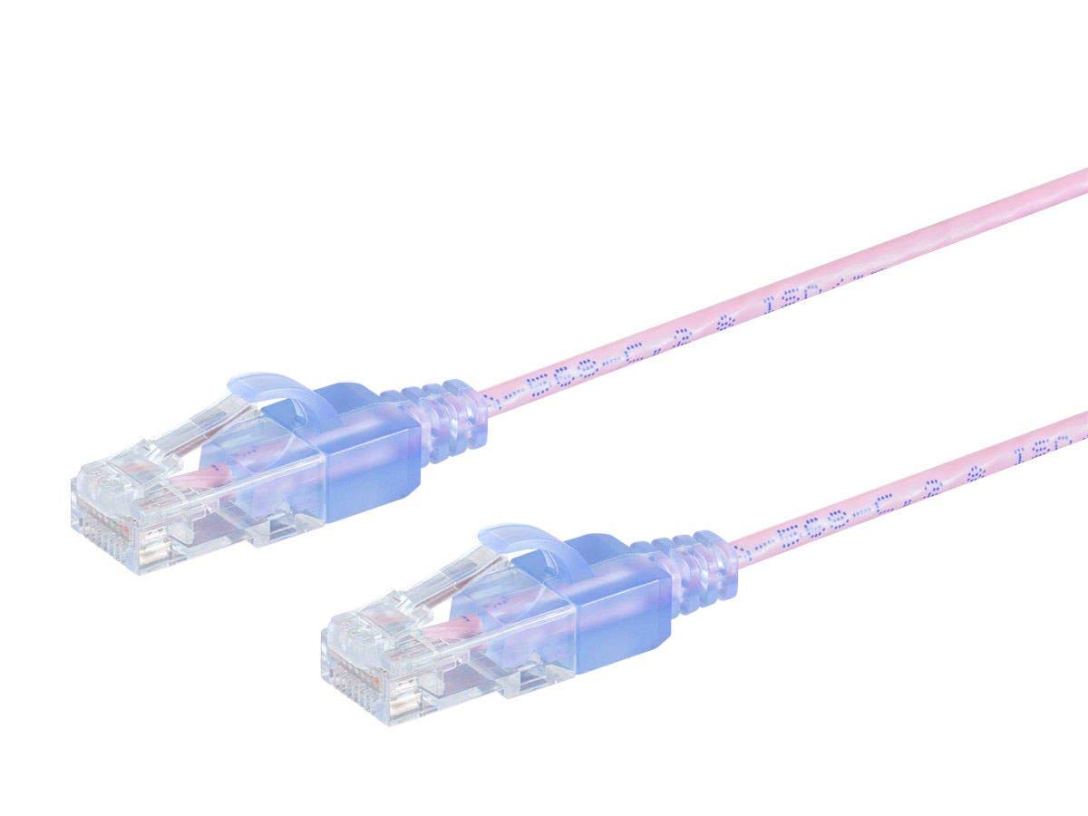 Monoprice SlimRun Cable de Conexión Ethernet Cat6A, 10 Gbit/s - Rosa - 91,44cm - Paquete de 5