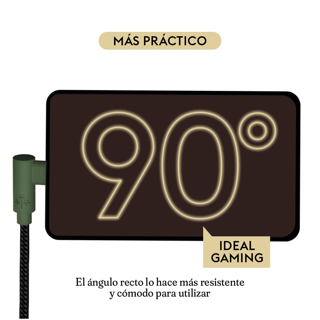Cable Tipo C Hune Sustentable Carga Rápida Y Datos 90 Grados (Bosque)