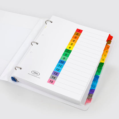 Wilson Jones Separadores con Cejas de Color y Numeración, 8 Divisiones, Tamaño Carta, 5 Perforaciones Reforzadas, Paquete con 24 Juegos. P1365
