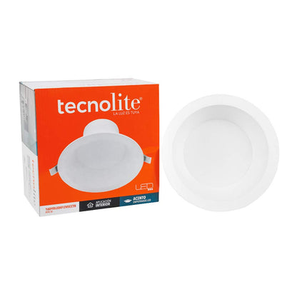 Tecnolite - Lámpara Downlight LED Empotrable 16 W, Luz Blanca Configurable, Atenuable, LED integrado