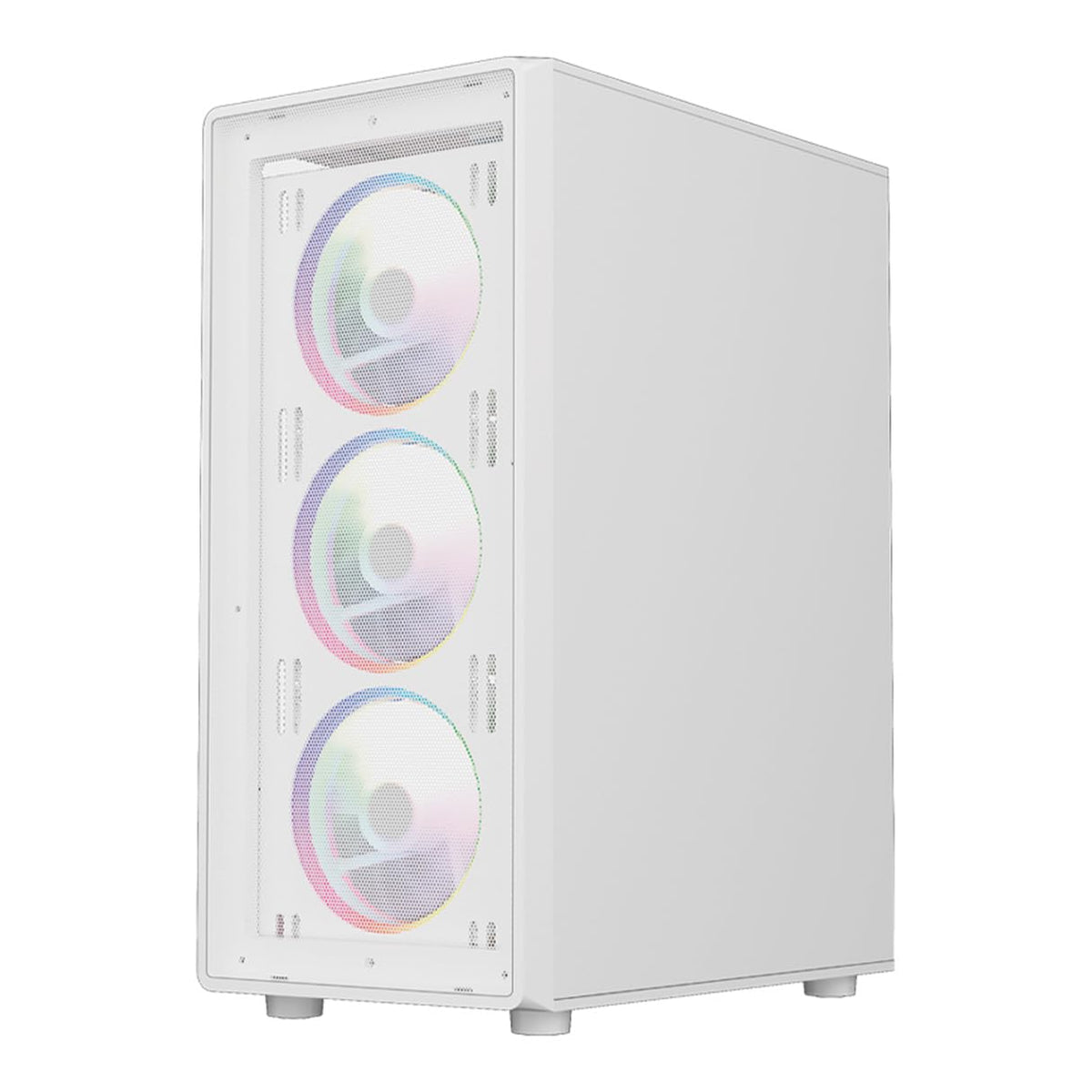 Balam Rush Gabinete Gamer Dragonfly Perform Aircool GM590AW ATX Media Torre 4 Fan RGB Cristal Templado USB 3.0 Blanco BR-935999