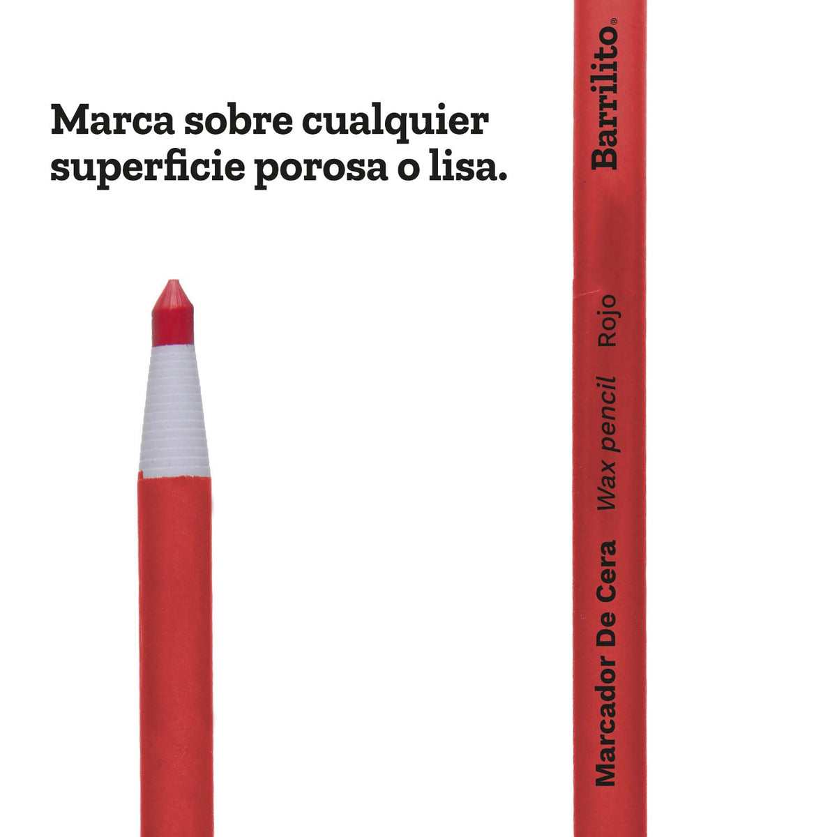 Barrilito Marcador de Cera Rojo Carmín, 12 Piezas