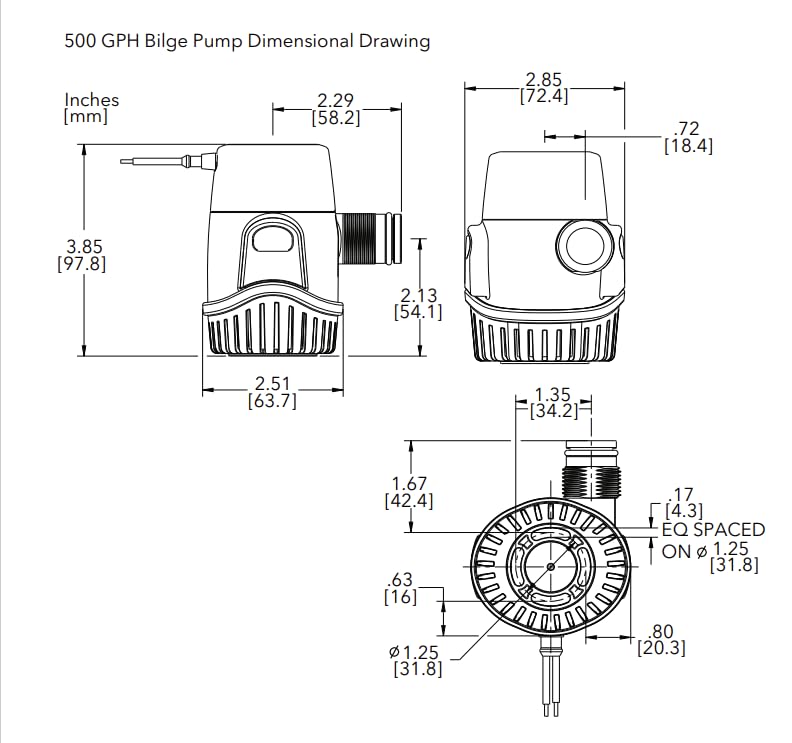 Rule 25da, Bomba De Sentina Estándar 12V Hombre, Beige, 500 GPH