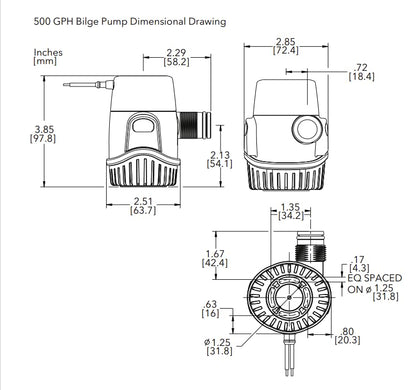 Rule 25da, Bomba De Sentina Estándar 12V Hombre, Beige, 500 GPH