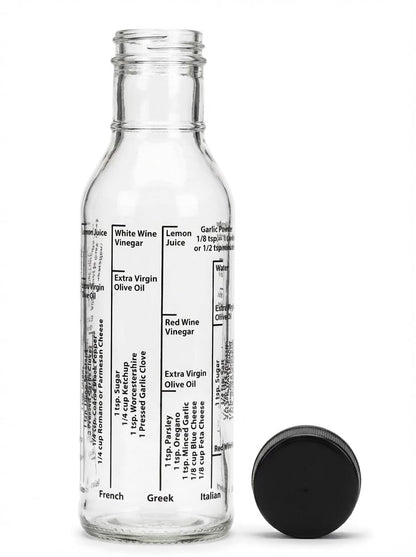 Kolder Salad Dressing Mixer Bottle for Light Recipes, Glass, 13-Ounce, Made in the USA, white