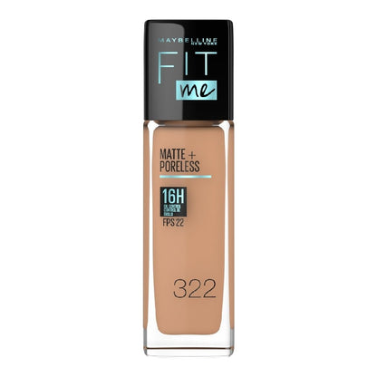 Maybelline Fit Me Base de Maquillaje Líquida Matte Poreless - Caliente miel - Base de Maquillaje