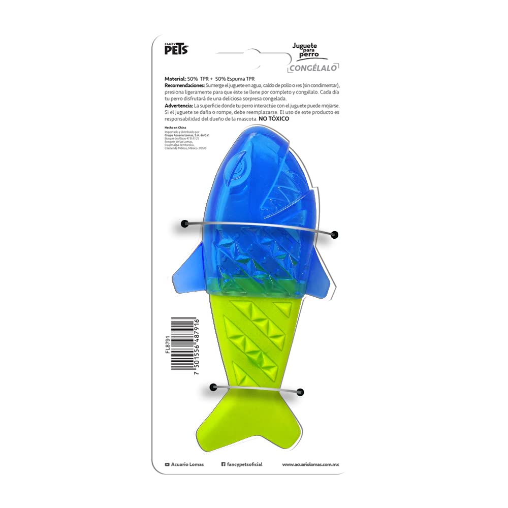 Fancy Pets Juguete Pez Congelable para Perros, Masticable y Refrescante, 1 Pza, Material TPR y Espuma