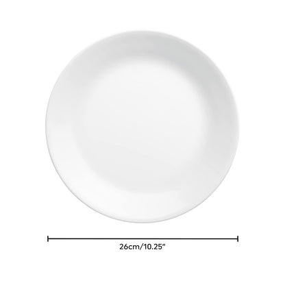 Corelle Vitrelle Juego de Vajilla 4-PC Dinner Plates | 10.25 pulgadas, resistente a virutas y grietas, color blanco, vidrio de triple capa, apto para lavaplatos y microondas