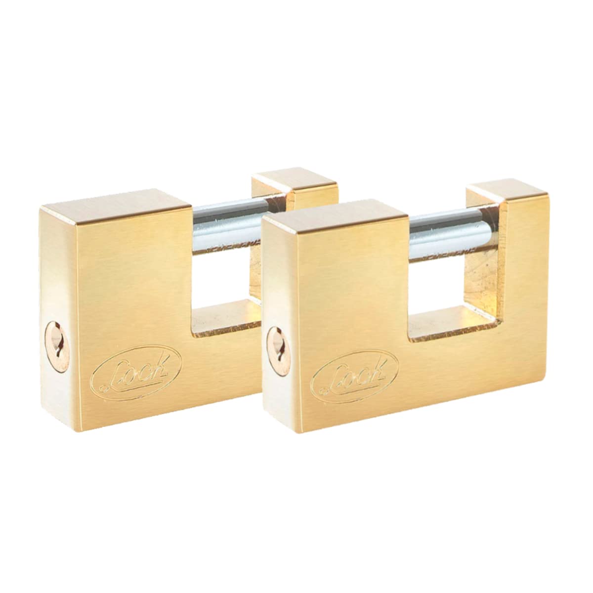 Lock J2CCL Juego de candados para cortina 80 mm, latón brillante, llave estándar, 2 piezas