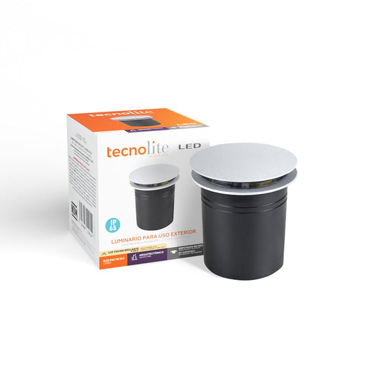 Tecnolite - Lámpara de Piso LED Empotrable Exterior 1 W, Luz Suave Cálida, IP65, LED Integrado