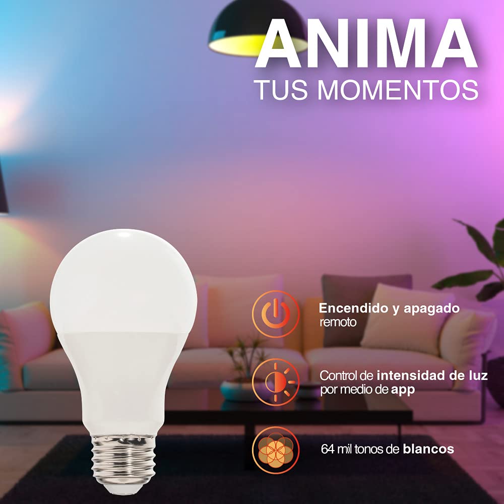Kit de 3 focos LED Inteligentes,Tecnolite KIT GLOW SMART, CCT Atenuble + Foco Inteligente LED, GLOW SMART,7 W