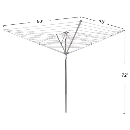 Household Essentials 1710 - Estante de Secado para Paraguas de Altura Ajustable para Exteriores, Aluminio, 12 líneas con tendedero de 50 m (165 pies), Color Gris