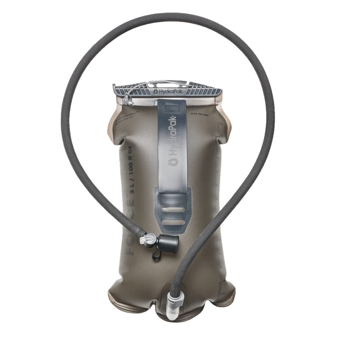 HydraPak Force (depósito de hidratación de 2 L o 3 L) – Vejiga de agua ultra duradera para paquete de hidratación, tubo aislado y cubierta antipolvo, válvula de mordida autosellante, a prueba de fugas, totalmente reversible, apto para lavaplatos - 3 litro
