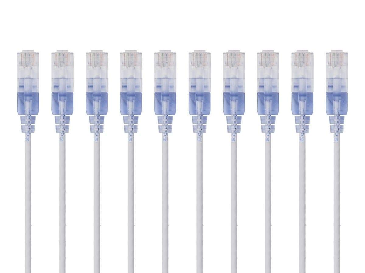 Monoprice SlimRun Cable de Conexión Ethernet Cat6A, 10 Gbit/s - Blanco - 5 pies - Paquete de 10