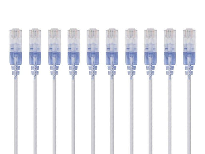 Monoprice SlimRun Cable de Conexión Ethernet Cat6A, 10 Gbit/s - Blanco - 5 pies - Paquete de 10