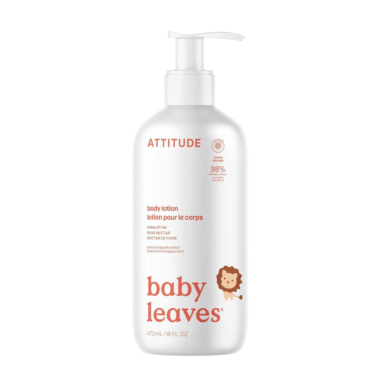 ATTITUDE Loción Corporal para Bebé Hipoalergénica 473 ml - Néctar de pera.