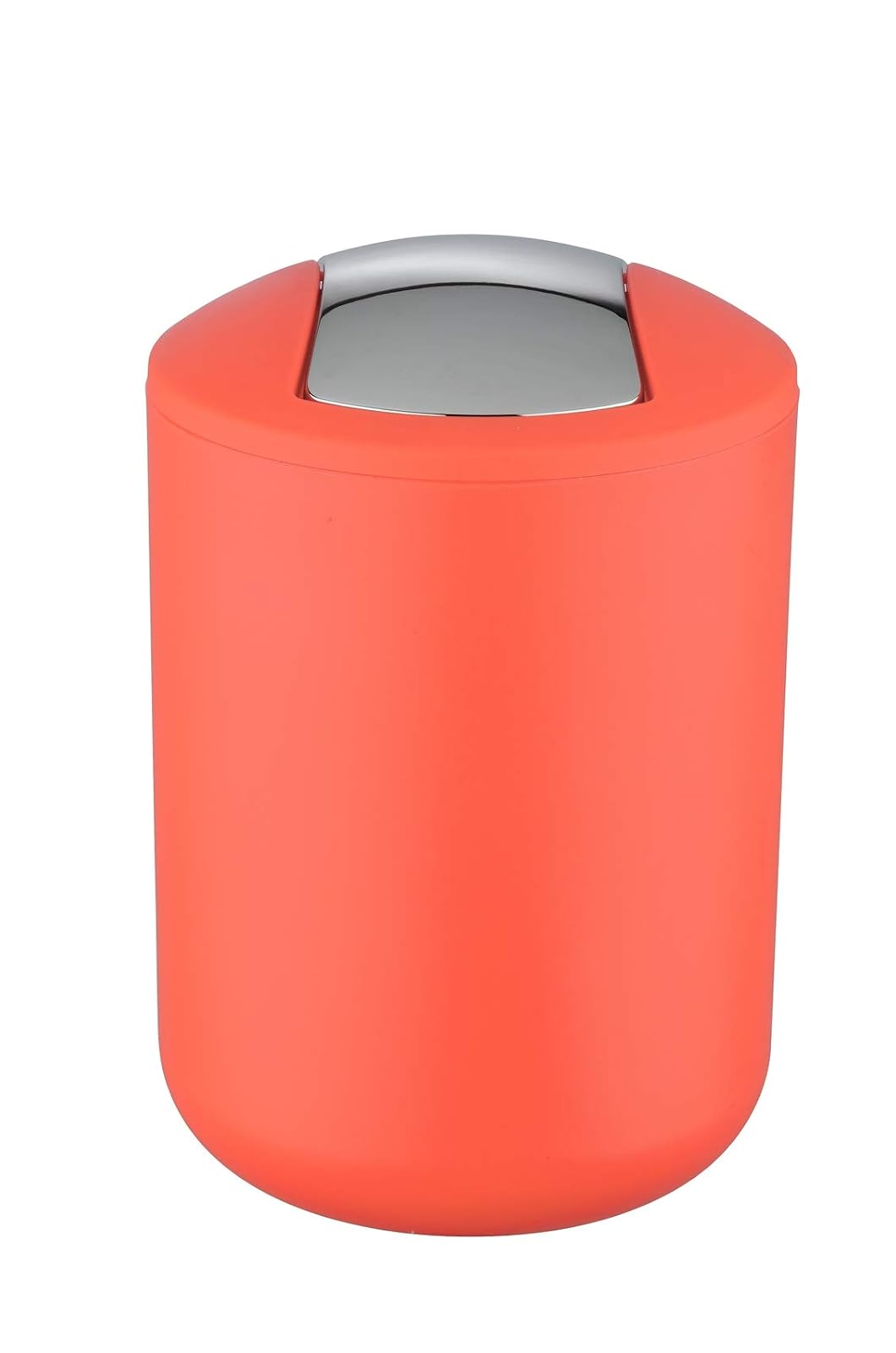 Wenko Brasil S - Cubo de basura con tapa oscilante, color rojo coral, absolutamente irrompible, capacidad: 2 L, plástico (TPE), 14 x 21 x 14 cm, color rojo coral