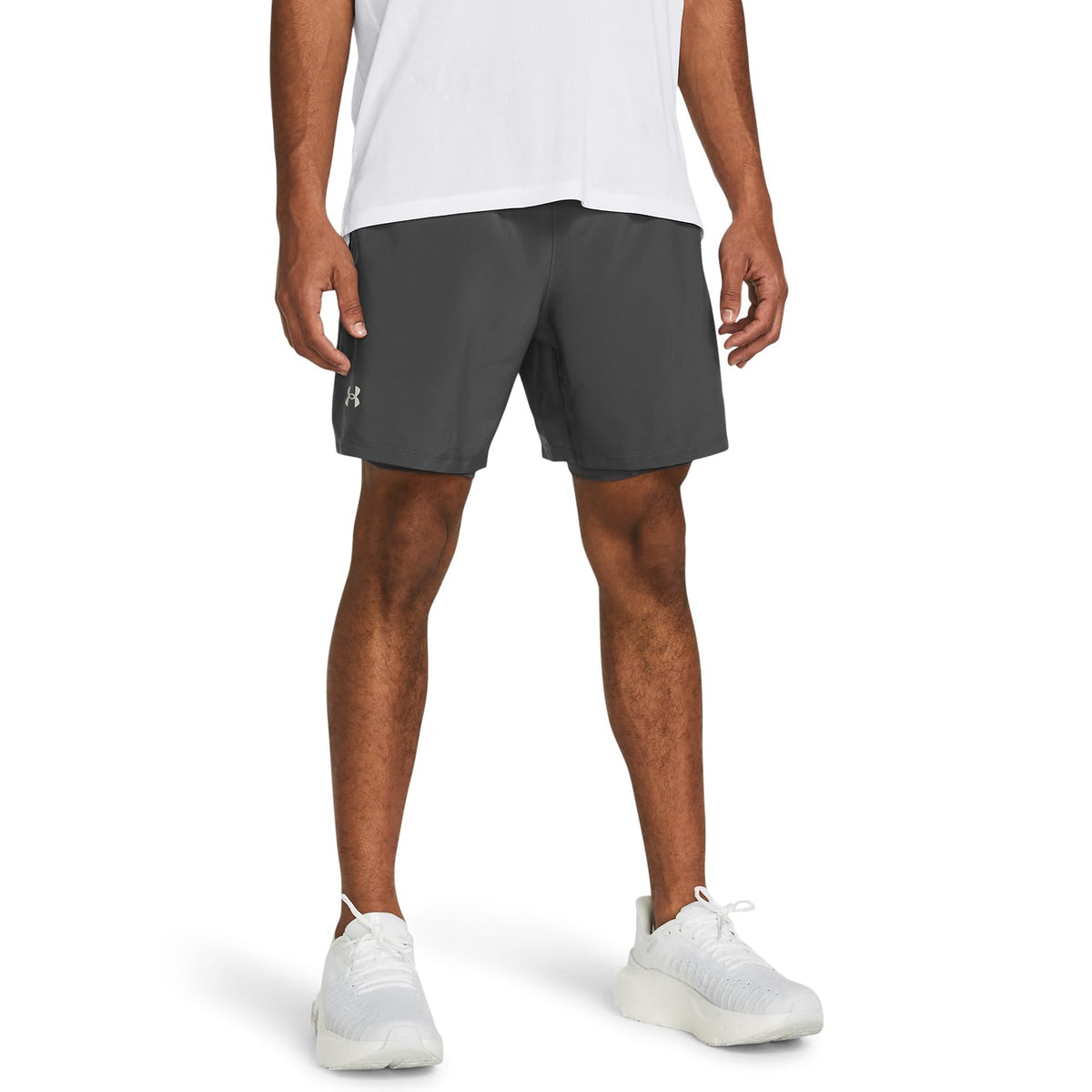 Under Armour Launch Run Shorts 2 en 1 de 7 Pulgadas para Hombre - (025) Castlerock - Castlerock - Reflectivo - CH