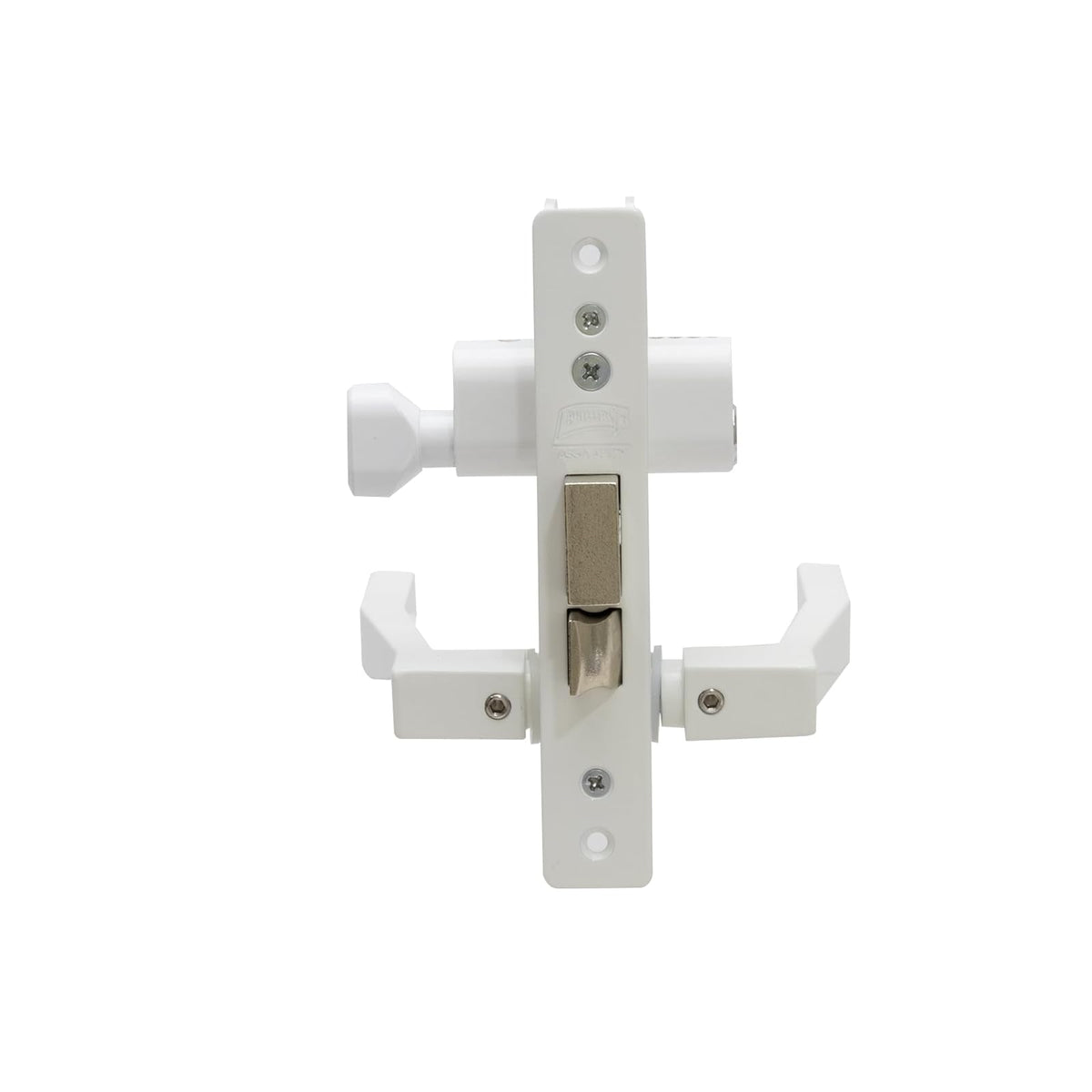 Phillips Cerradura Modelo Slim 555 Manija Cuadrada Para Puerta De Aluminio Blanco