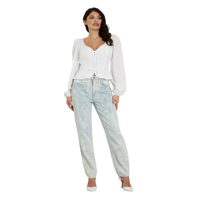 LS FEDERICA LACE UP TOP GUESS, BLANCO, L