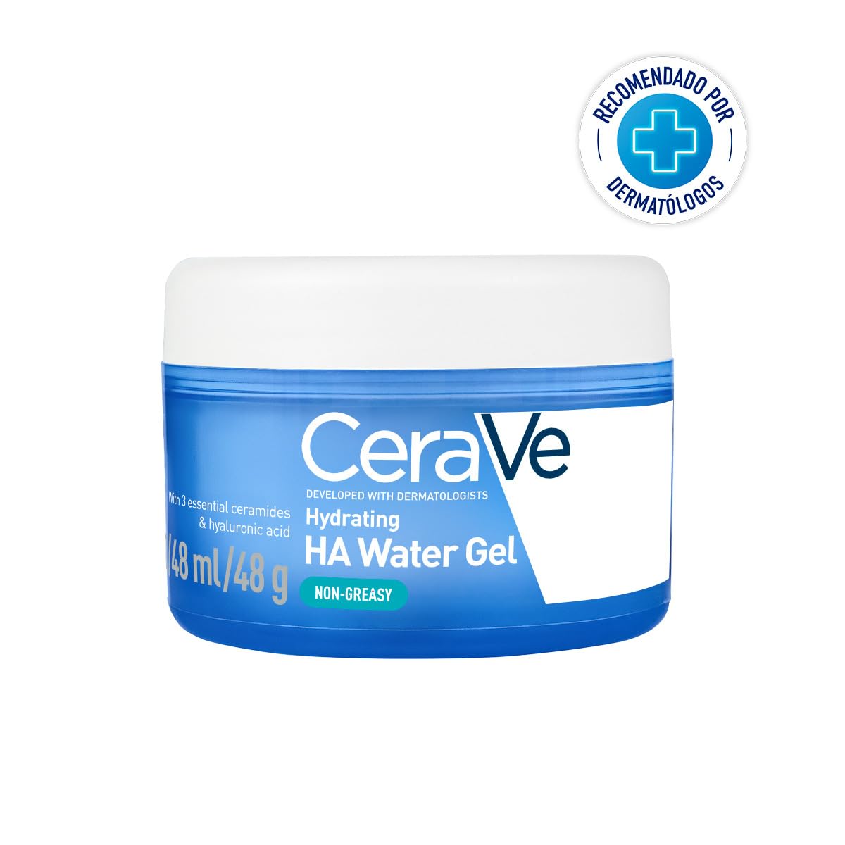 Water Gel Hidratante Ácido Hialurónico de CeraVe para una hidratación con efecto PLUMP, con 3 ceramidas idénticas a las de la piel, ácido hialurónico, niacinamida y cobre PCA, 48g