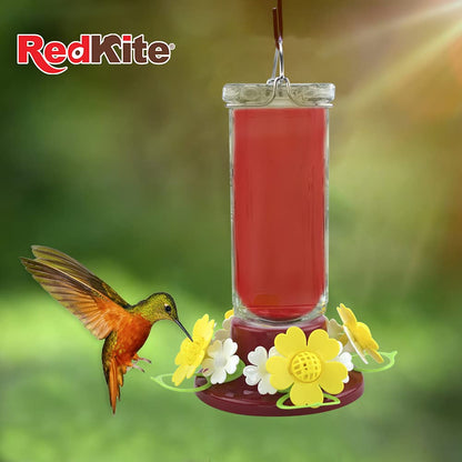 Redkite Bebedero de Vidrio Prisma para Colibrí 600 ml – Fácil de Colgar, Transparente y Resistente, Ideal para Jardín y Decoración del Hogar