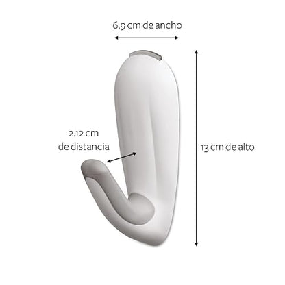 COMMAND 3M Gancho Adhesivo Removible para Baño Grande Blanco 1 pza | Soporta hasta 3.4 kg, Organiza interiores sin dañar, No requiere herramientas, Fácil de instalar, Tiras impermeables