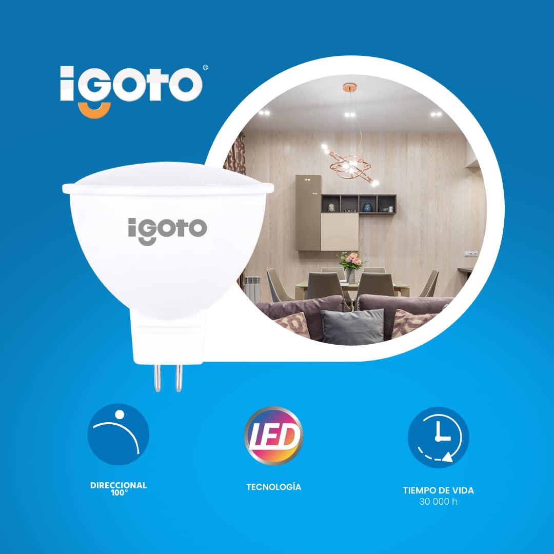 iGoto F10P10403 10Pack Foco LED MR16 GU5.3 3W 6500°K (Luz fria)