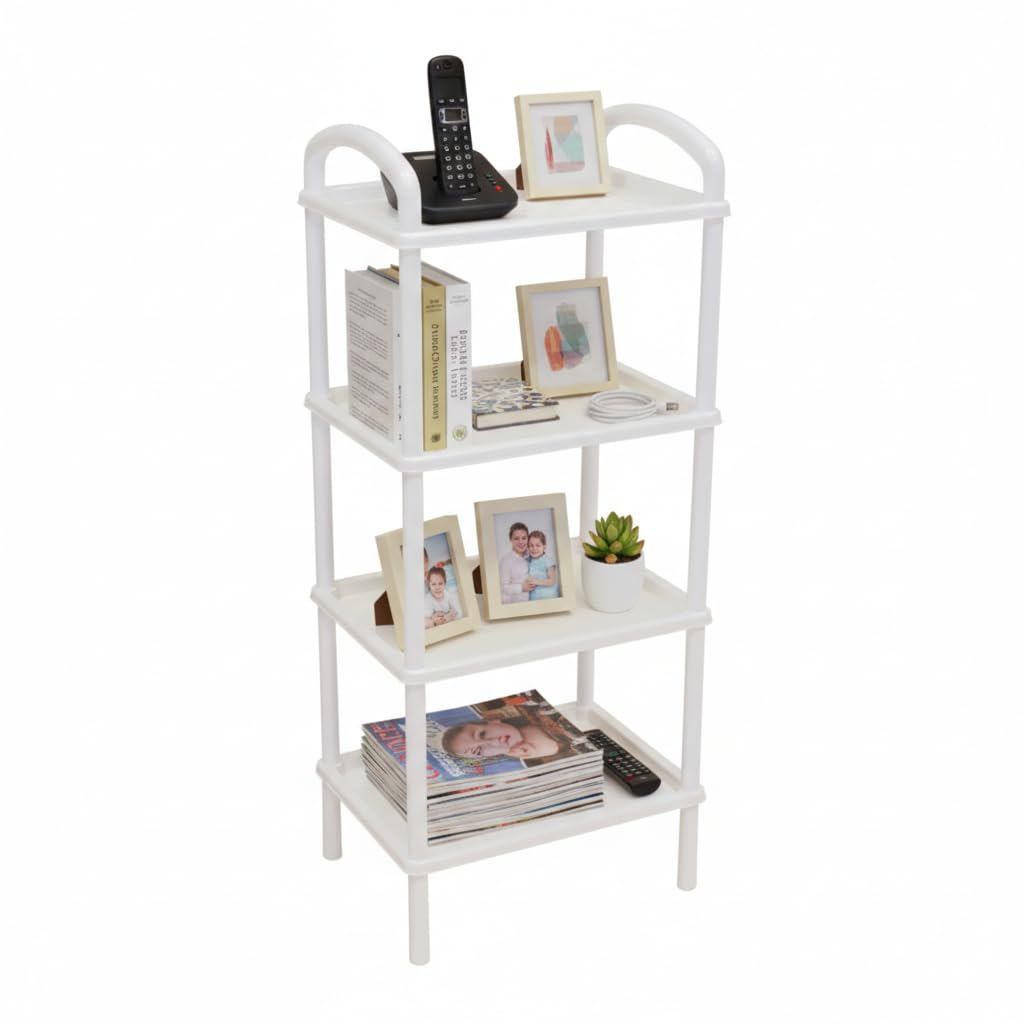 Italhome Estante De Plástico con 4 Repisas Lisas, Organizador Multiusos para Interior Ideal para Almacenamiento Scalp