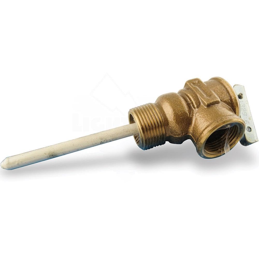 Camco Válvula Automática de Alivio de Temperatura y Presión 10473, Latón | Latón, válvula automática, para RV, calentador de agua