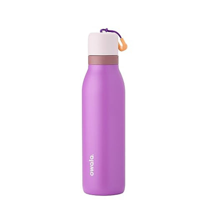 Owala FreeSip - Botella de agua de acero inoxidable con popote para deportes y viajes, sin BPA, 18 onzas, morado (California Grapevine)
