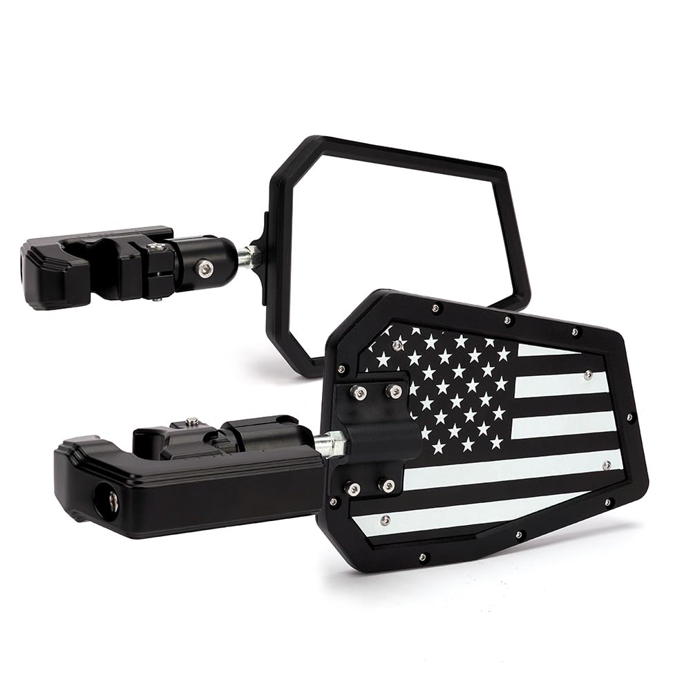 Xprite UTV - Espejos laterales para jaula de barra enrollable de 1.7 a 2 pulgadas, soporte ajustable para espejo retrovisor de aluminio resistente para todoterreno, lado a lado, Polaris RZR XP Turbo,