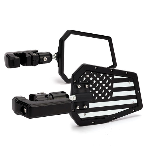Xprite UTV - Espejos laterales para jaula de barra enrollable de 1.7 a 2 pulgadas, soporte ajustable para espejo retrovisor de aluminio resistente para todoterreno, lado a lado, Polaris RZR XP Turbo,