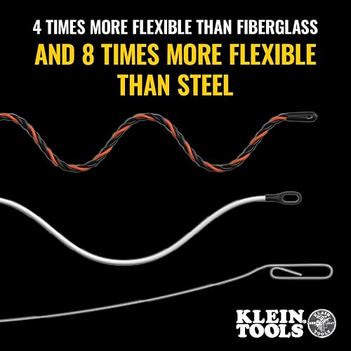 KLEIN TOOLS 50375 | Guía Jalacables de Poliéster de Alta Flexibilidad de 22.9 m | Solución para Tracción de Alambre Eléctrico | Diseño Duradero y de Alta Resistencia