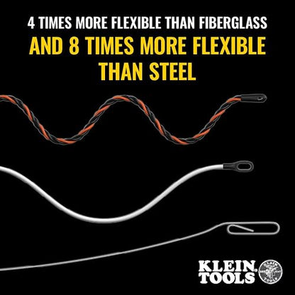 KLEIN TOOLS 50375 | Guía Jalacables de Poliéster de Alta Flexibilidad de 22.9 m | Solución para Tracción de Alambre Eléctrico | Diseño Duradero y de Alta Resistencia