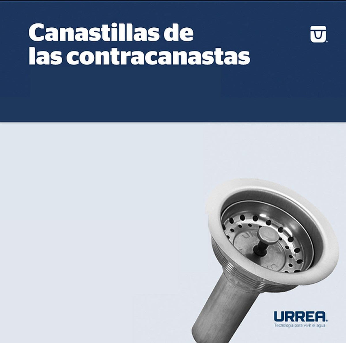 URREA 3814 Contra Canasta para Fregadero con Tubo de Latón, Terminado Acero Inoxidable