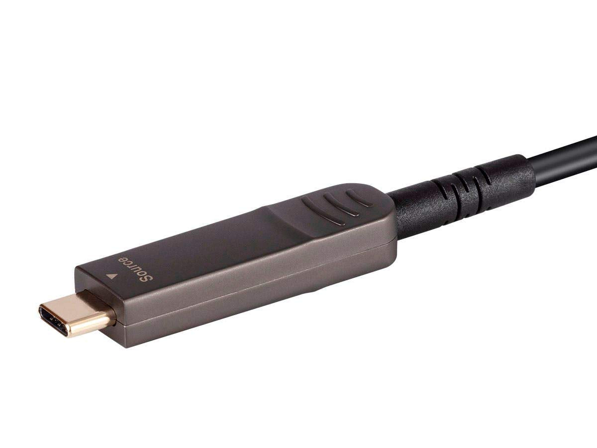 Monoprice USB 3.1 Type-C to Type-C Video Cable - 100 Feet - Black | 4K@60Hz, Fiber Optic, AOC, Transmits Up To 100 Feet, Gold Plated Connectors - SlimRun AV Series