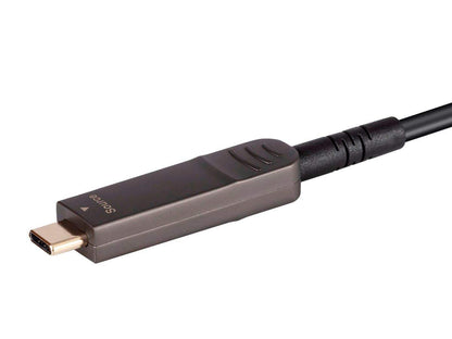 Monoprice USB 3.1 Type-C to Type-C Video Cable - 100 Feet - Black | 4K@60Hz, Fiber Optic, AOC, Transmits Up To 100 Feet, Gold Plated Connectors - SlimRun AV Series