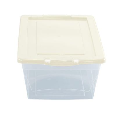 Guateplast Contenedores de Almacenamiento de Plástico 6Qt | Juego de 6 contenedores, 6 litros, color marfil, con tapa, apilables