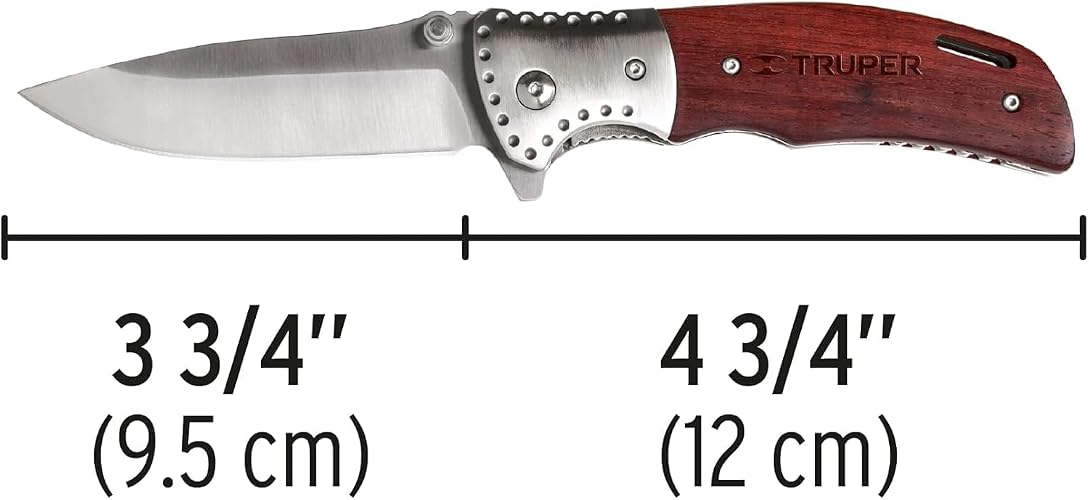 Truper NV-5, Navaja abatible, mango de madera, 4-3/4"