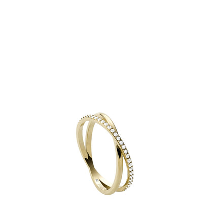 Anillo tipo alianza Fossil Ellis JF03752710 de acero inoxidable de color dorado para dama, talla 7